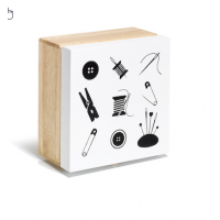 Cutie de lemn pentru depozitare accesorii de croitorie, 18x18x10cm, Prym